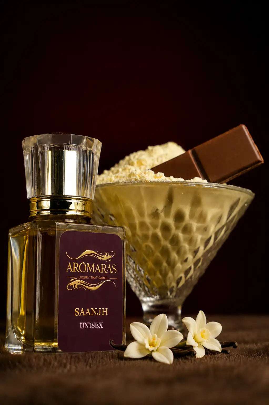 Aromaras limited edition luxury perfume bottle with warm gourmand fragrance notes