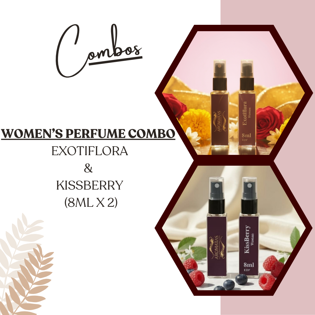 Aromaras Women’s Perfume Combo – Kissberry & Exotiflora (8ml x 2) Aromaras