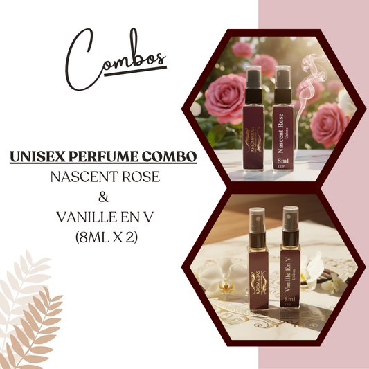 Aromaras Unisex Combo – Nascent Rose & Vanille En V (8ml x 2) Aromaras