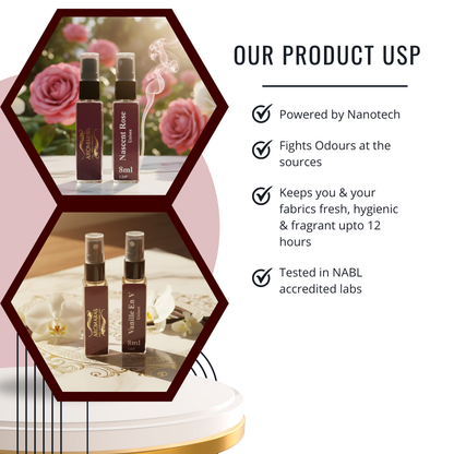 Aromaras Unisex Combo – Nascent Rose & Vanille En V (8ml x 2) Aromaras