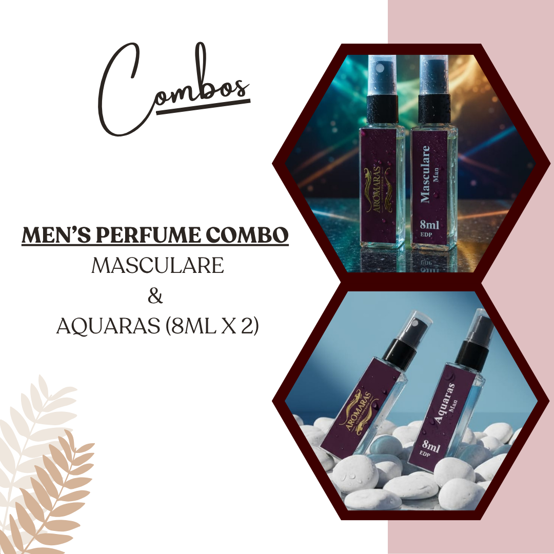 Aromaras Men’s Perfume Combo – Masculare & Aquaras (8ml x 2)