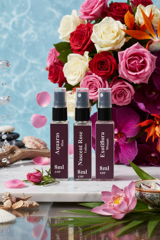 Aromaras Ocean & Petals Trio – Aquaras | Nascent Rose | Exotiflora