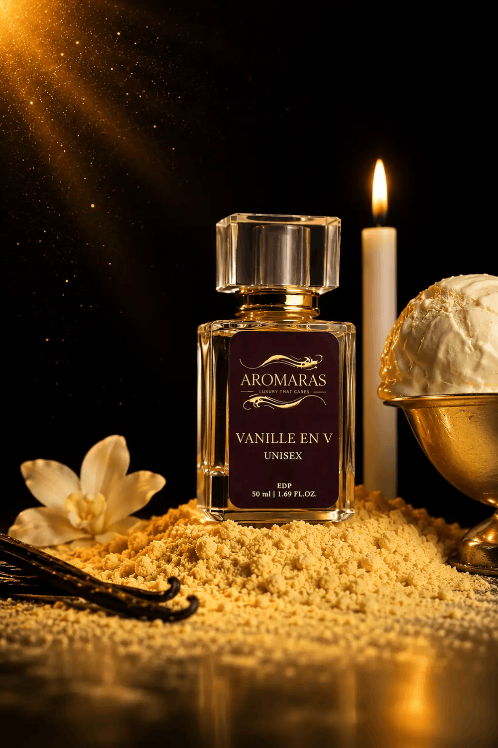 Vanille En V - Warm Vanilla Perfume with Caramel & Musk | AROMARAS Aromaras